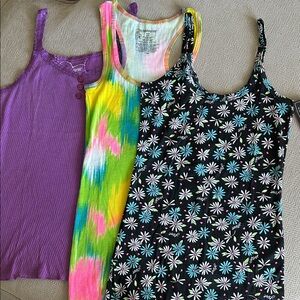 No Boundaries Purple, Multicolor, and Black Floral Tank Tops